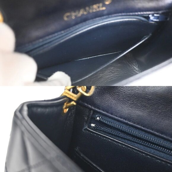 CHANEL CC Logo Mini Matelasse Chain Shoulder Bag Leather Blue GHW 373RL397 - Picture 14 of 16